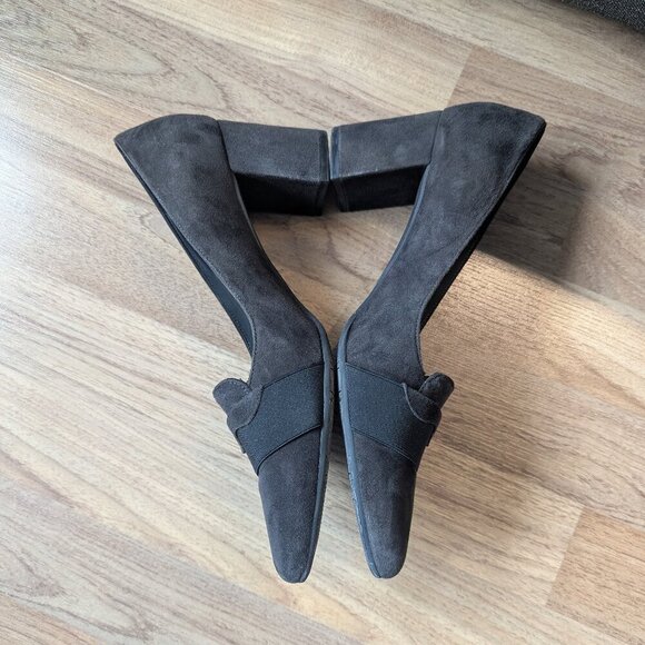 Peter Kaiser Suede Block Heel Pumps | Loafer Style | Brown - Picture 2 of 8